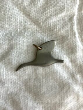 Vintage pewter flying goose or Beach Coastal seagull pendant
